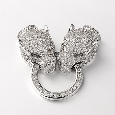Brass Micro Pave Cubic Zirconia Fold Over Clasps ZIRC-M043-P-02-RS-1