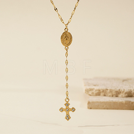 Vintage 306 Stainless Steel Crystal Rhinestone Rosary Bead Necklaces BS0386-1