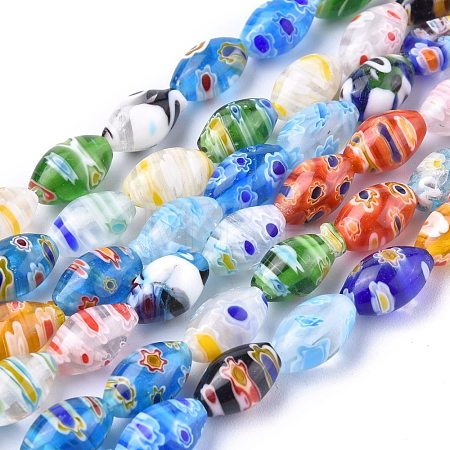 Oval Handmade Millefiori Glass Beads Strands LK-R004-37-1