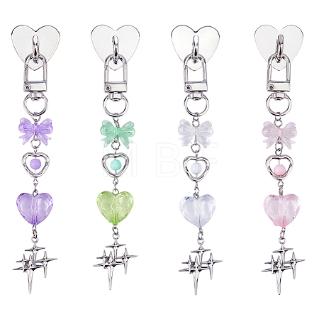 4Pcs Heart Acrylic Pendant Decorations HJEW-FH00282-1