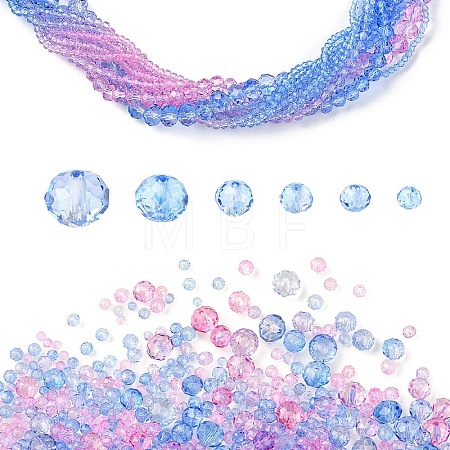 6 Styles Gradient Color Transparent Painted Glass Beads Strands DGLA-YW0001-28H-1