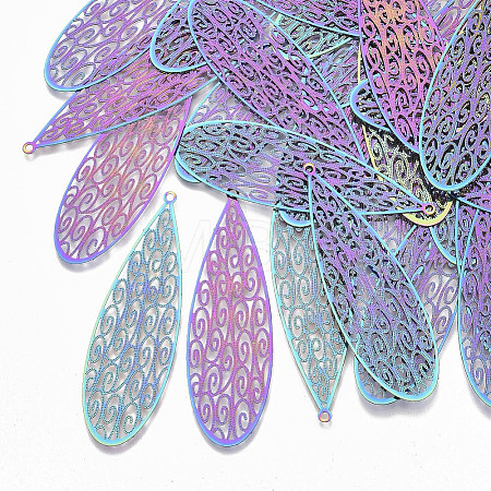Ion Plating(IP) 304 Stainless Steel Filigree Big Pendants X-STAS-S108-81-1