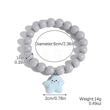 Resin Charm Round Acrylic Beaded Stretch Bracelets for Kid WG37424-05-1
