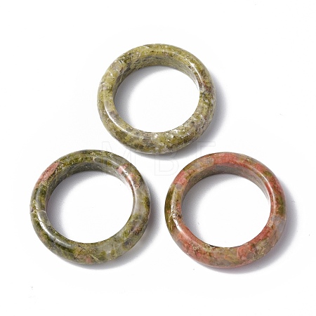 Natural Unakite Plain Band Ring RJEW-P044-01B-05-1