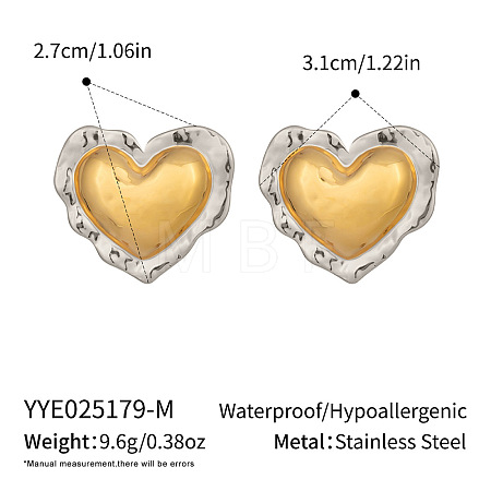 Heart 304 Stainless Steel Stud Earrings AO8083-11-1