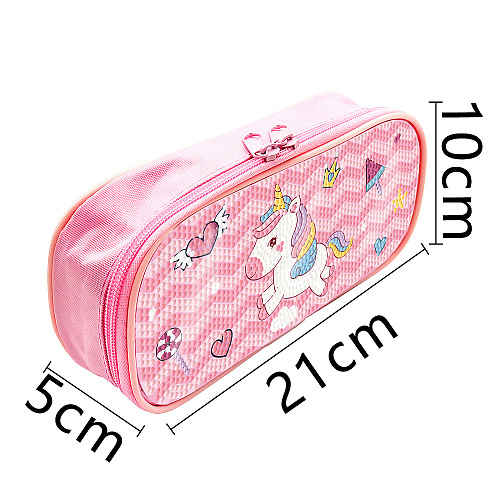 Unicorn Cartoon Pencil Case DIY Diamond Painting Pencil Bag with Zipper PW-WG7D6AD-02-1