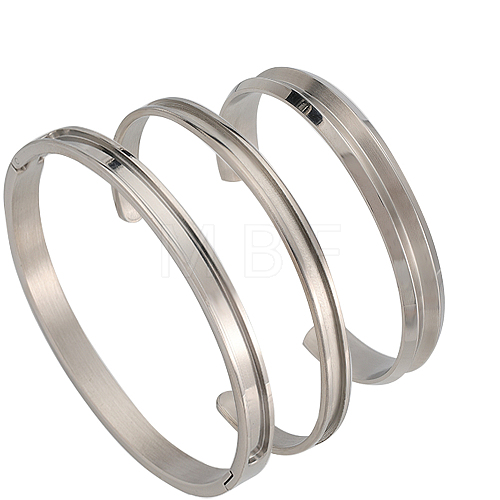 SUNNYCLUE 3Pcs 3 Style 304 & 201 Stainless Steel Grooved Bangle Making BJEW-SC0001-16-1