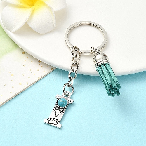 Alloy with Resin Imitation Synthetic Turquoise Keychain KEYC-YW00087-09-1