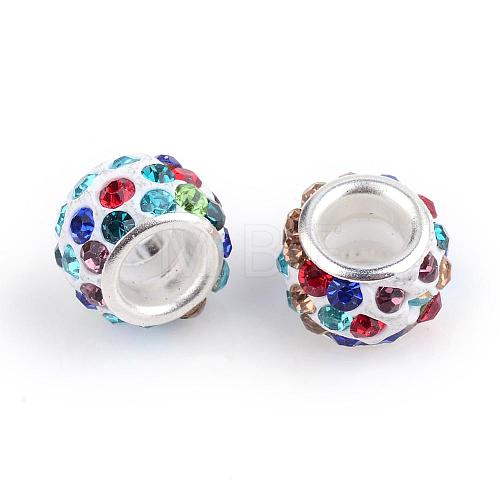 Polymer Clay Rhinestone European Beads CPDL-T001-27-1