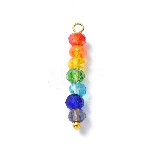 Coloful Faceted Glass Beaded Pendants PALLOY-JF02525-01-1