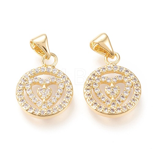 Brass Micro Pave Clear Cubic Zirconia Pendants  ZIRC-L096-24G-1