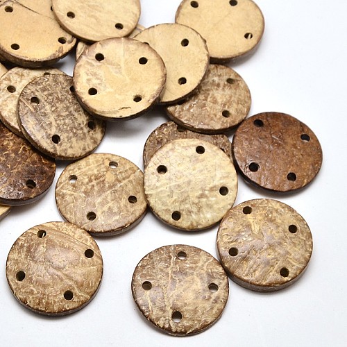 Dyed Flat Round 4-Hole Coconut Buttons BUTT-P008-43-1