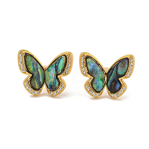 Rack Plating Butterfly Brass Stud Earrings EJEW-N055-55G-1