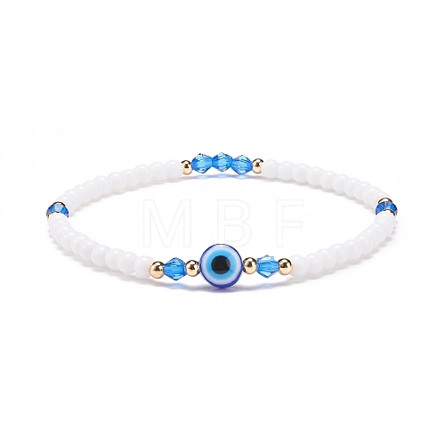 Resin Evil Eye & Acrylic Beaded Stretch Bracelet for Women BJEW-JB08609-04-1