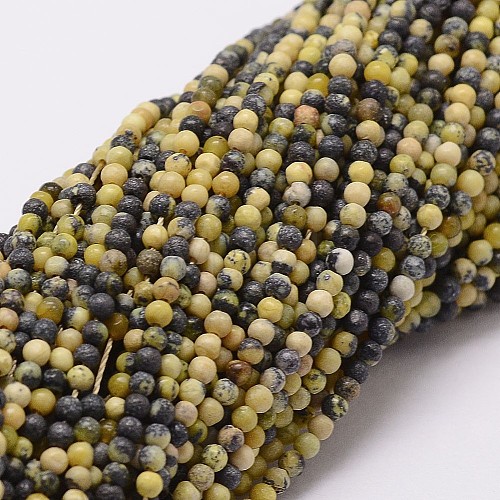 Natural Yellow Turquoise(Jasper) Beads Strands G-N0188-01-2mm-1