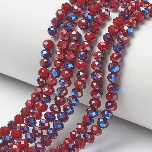 Electroplate Opaque Solid Color Glass Beads Strands EGLA-A034-P4mm-I16-1