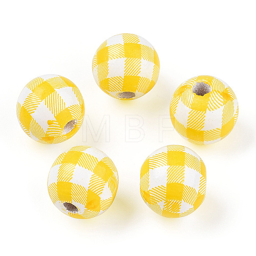 Printed Wood European Beads WOOD-G022-13G-1