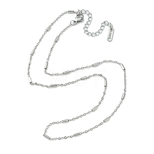 304 Stainless Steel Column Link Chain Necklace for Men Women NJEW-YW0001-15-1