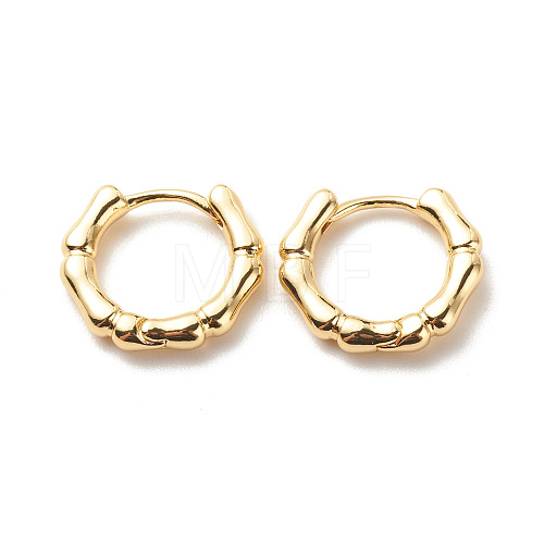 Brass Bamboo Shape Hoop Earrings for Women EJEW-G306-04G-1