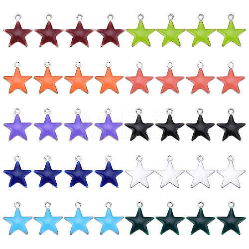 40Pcs 10 Colors 201 Stainless Steel Enamel Charms STAS-DC0003-94-1