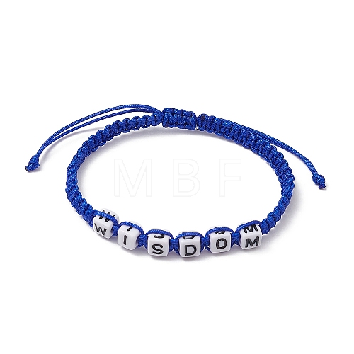 Word Wisdom Acrylic Braided Bead Bracelets BJEW-JB09454-1