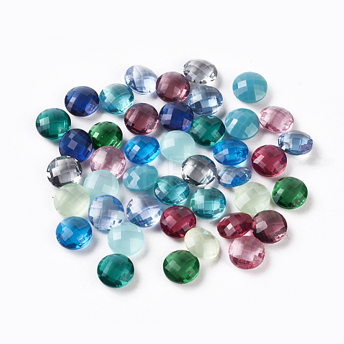 Faceted Glass Cabochons X-GLAA-F099-05-1