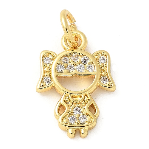 Brass Micro Pave Cubic Zirconia Pendants KK-U053-01G-02-1