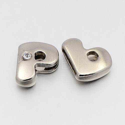 Letter Slider Beads for Watch Band Bracelet Making X-ALRI-O012-P-NR-1