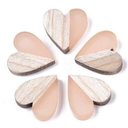 Resin & Wood Two Tone Cabochons RESI-R425-04F-1