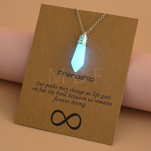 Synthetic Luminous Stone Pendant Necklaces PW-WG199E1-05-1