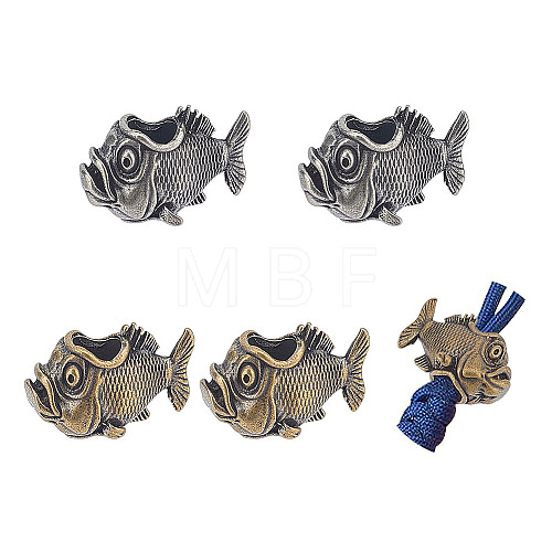  4Pcs 2 Colors Fish Shaped Brass Beads KK-NB0002-96-1