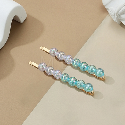 Plastic Pearl Beaded with Iron Alloy Hair Bobby Pin PW-WGCA775-02-1