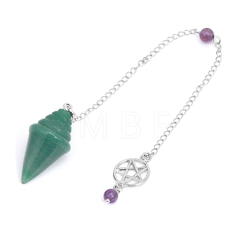 Natural Green Aventurine Pointed Dowsing Pendulums PW-WG7BB67-01-1