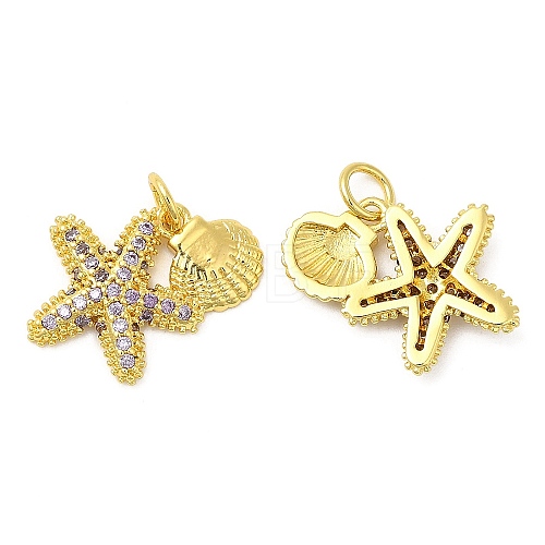 Brass Micro Pave Cubic Zirconia Pendants KK-P236-31G-1