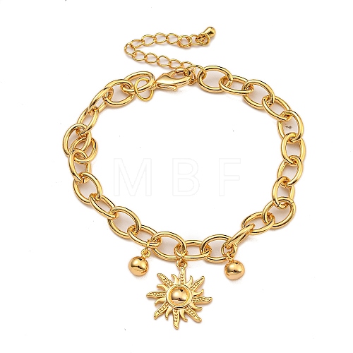 Brass Charm Bracelets for Women BJEW-U008-11G-1