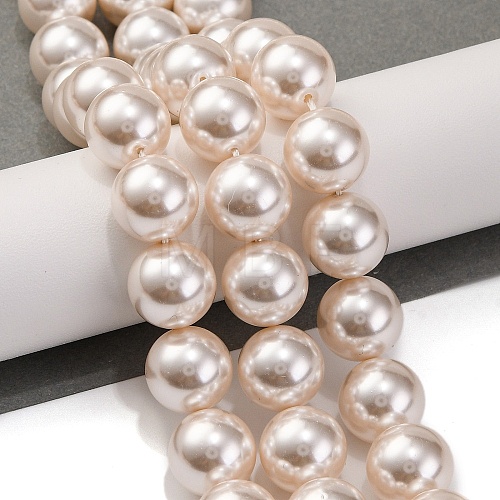 Baking Painted Pearlized Glass Pearl Round Bead Strands PEAR-H019-02E-02-1