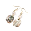 Natural Cultured Freshwater Pearl & Abalone Shell/Paua Shell Beads Dangle Earrings EJEW-JE07313-01-4