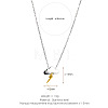 304 Stainless Steel Two Tone Cloud Lightning Pendant Necklaces for Women WG049FD-01-6