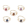 Copper Wired Gemstone Finger Rings RJEW-JR00978-2
