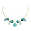 Ocean Brass Enamel Starfish Shell Shape Pendant Round ABS Imitation Pearl Beaded Necklaces KK-CBA4547-04B-G-4