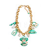 Acrylic Lady Perfume Bottle High Heel and Imitation Pearl Pendant Bib Necklaces with Alloy Chains for Women FS-WGDF0C3-04-1