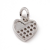 Brass Micro Pave Clear Cubic Zirconia Heart Charms ZIRC-F132-59P-2