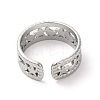 304 Stainless Steel Moon & Star Open Cuff Ring for Women RJEW-K245-46P-2