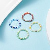 Glass Beaded Stretch Finger Ring with Cube for Women X-RJEW-JR00431-2