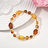 Natural Amber & Non-magnetic Synthetic Hematite Beads Stretch Bracelets for Women Men BJEW-JB13775-2