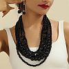 Wood Beaded Multilayer Necklaces & Dangle Earrings Sets WG1A9CE-07-1