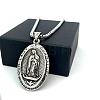 Vintage 304 Stainless Steel Oval with Emboss Virgin Pendant Box Chain Necklaces for Women AV8349-5