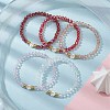 5Pcs Glass & Brass & Acrylic Beaded Stretch Bracelets Set BJEW-JB09677-02-5