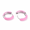 Two Tone 304 Stainless Steel Chunky Huggie Hoop Earrings with Enamel for Women EJEW-C043-11-06P-3