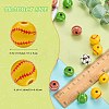 100Pcs 4 Styles Sport Theme Printed Wood European Beads WOOD-SZ0001-31-2